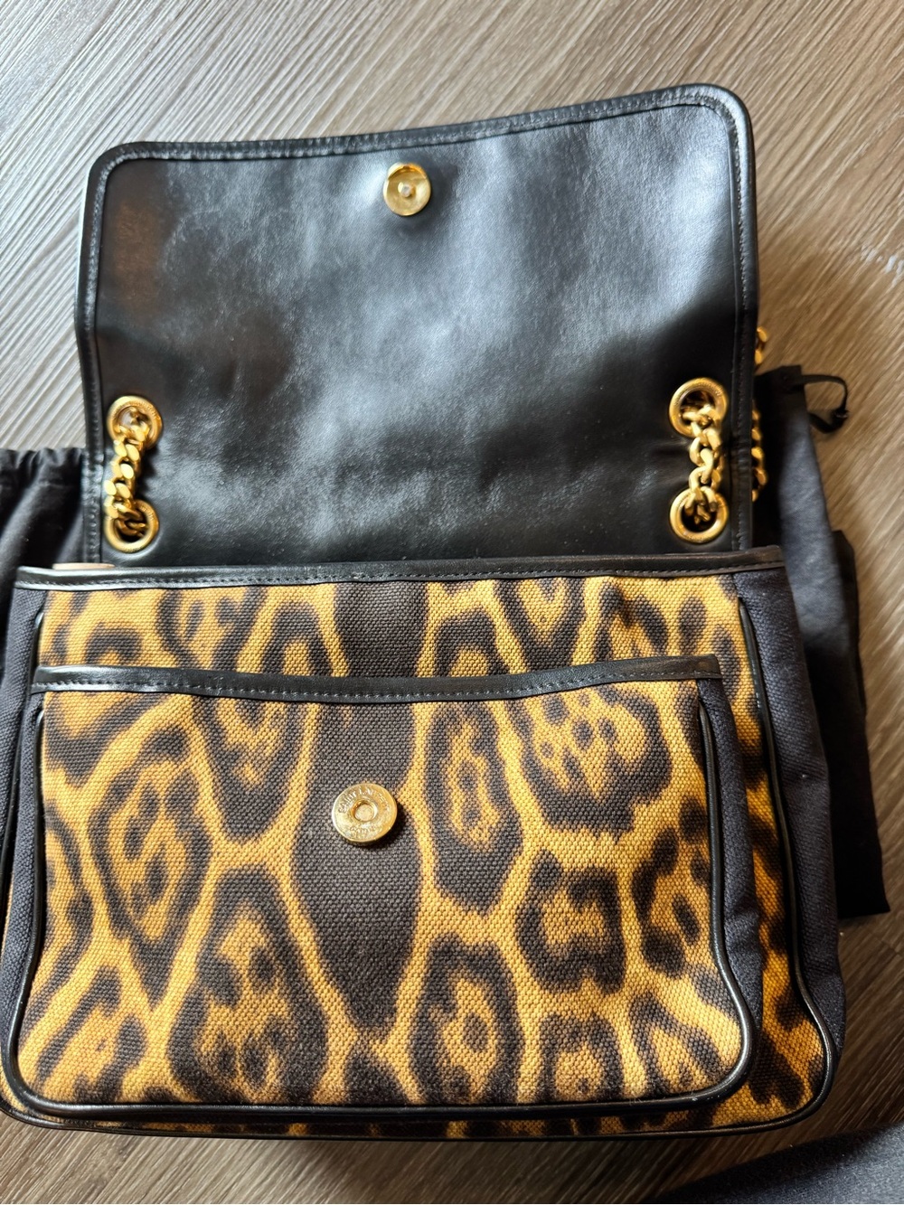 RARE ⨠Saint Laurent YSL Niki Medium Leopard Canvas Shoulder Bag w/ Dust Bag - Picture 3 of 5